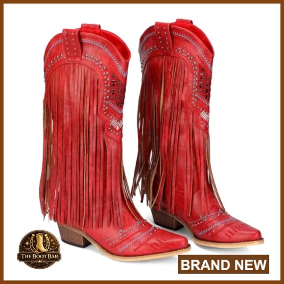 PU Leather Western Knee-High Boots with Chunky Heel and Pointed Toe - Picture 4 of 7